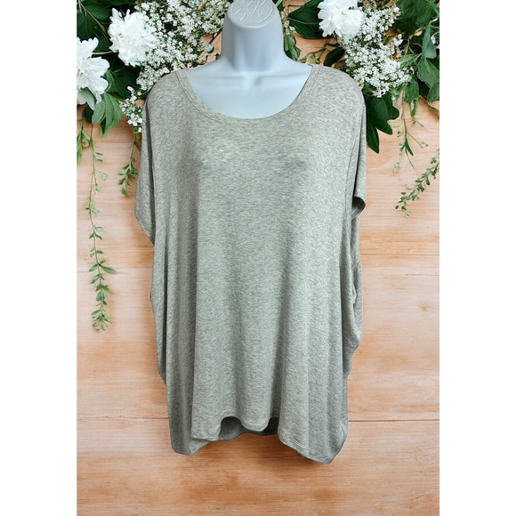 Athleta With Ease Rib Tee Light Gray Heather Top Sz 3X Soft Comfort Shirt Yoga - Picture 2 of 10